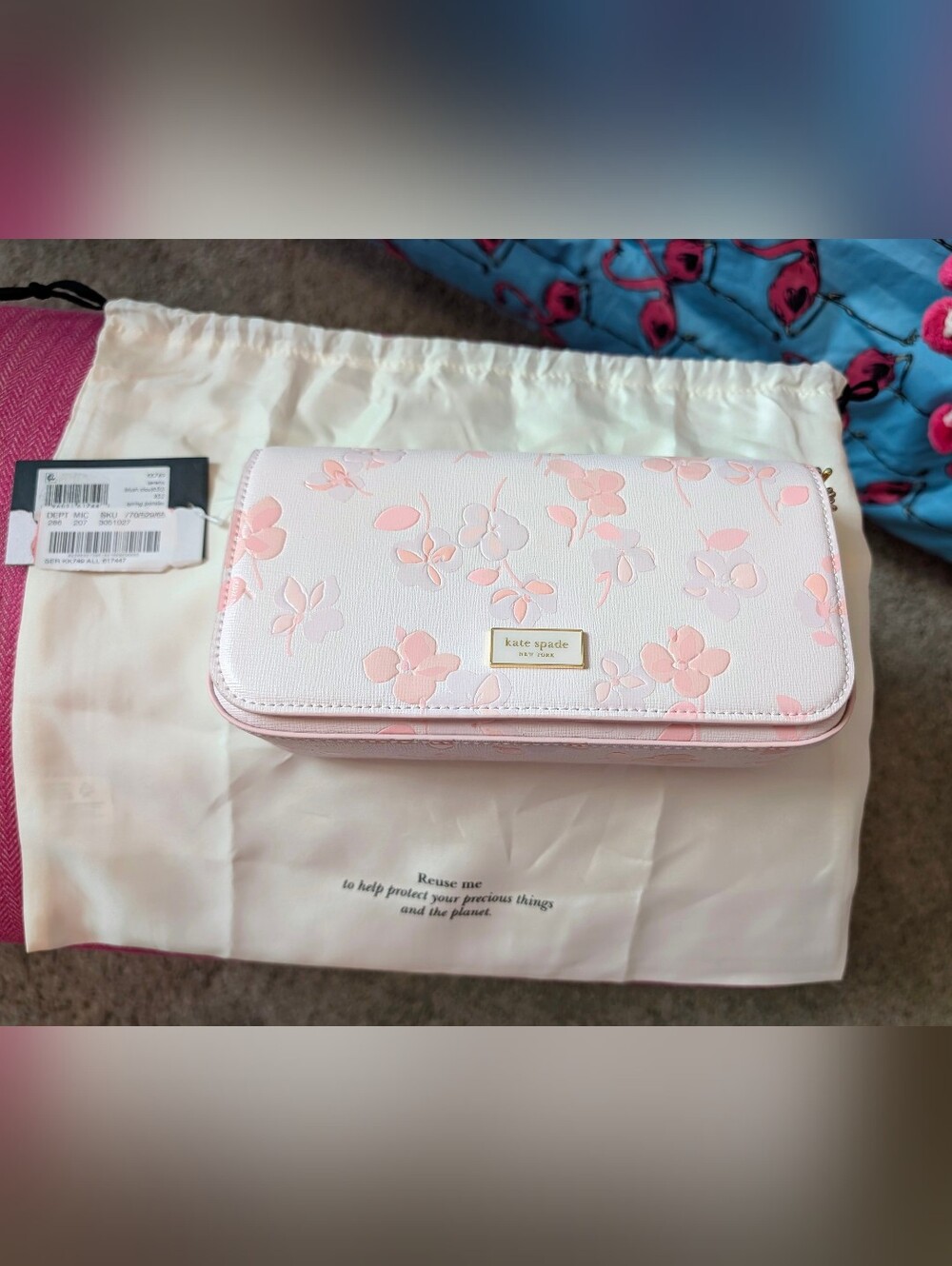 Kate Spade Serena Spring Pansies Chain Wallet NWT
